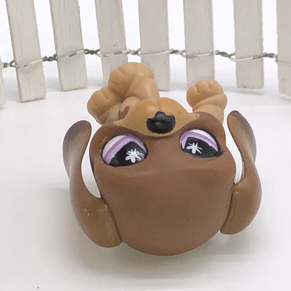 Littlest Pet Shop LPS 665 Brown Basset Hound Dog Purple Splash - Picture 3 of 5